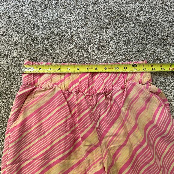 Elevenses Anthropologie pink & cream striped wide-leg pants size M - Picture 11 of 13